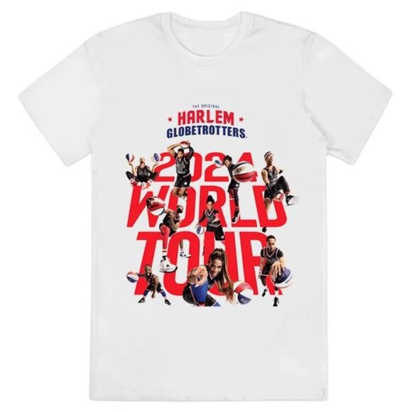 Harlem Globetrotters 2024 World Tour Basketball Entertainment Fan T-Shirt 159 - Picture 1 of 5
